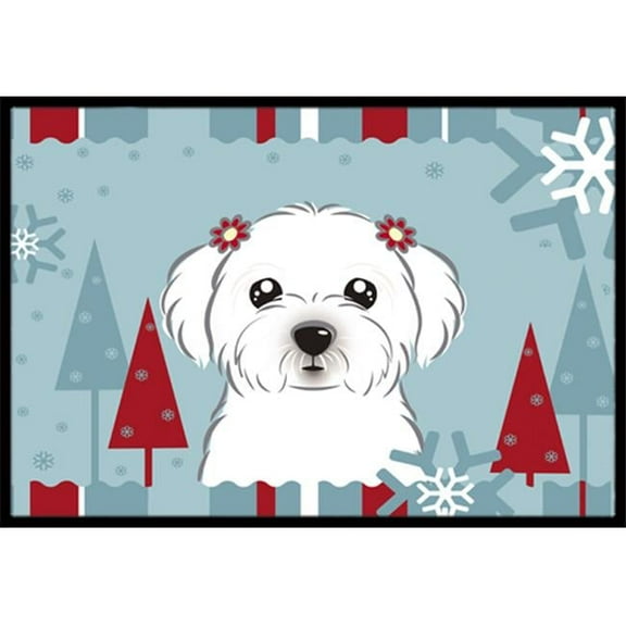 Winter Holiday Maltese Indoor & Outdoor Mat, 18 x 27 in.