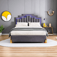 thumbnail image 7 of Queen Size Platform Bed with LED Lights,Velvet Upholstered Platform Bed Frame with 4 Drawers and Stylish Irregular Metal Bed Legs Design, 7 of 7