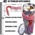Pioneer Woman Flower Tumbler with Handle and Silicone Straws 40 Oz