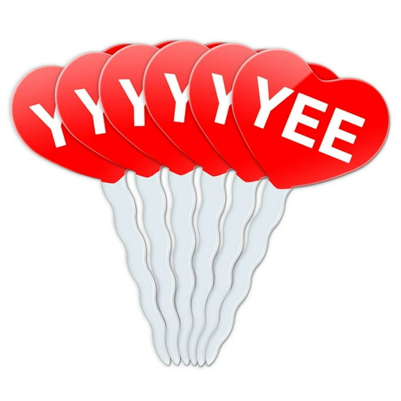 Yee Heart Love Cupcake Picks Toppers - Set of 6