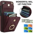 thumbnail image 2 of Phone Case for Samsung Galaxy S24 Plus S24+ 5G Wallet Cover with Tempered Glass Screen Protector and Wrist Strap Ring RFID Blocking Card Holder Stand Cell S24plus 24S + S 24 24+ Women Wine Red, 2 of 12