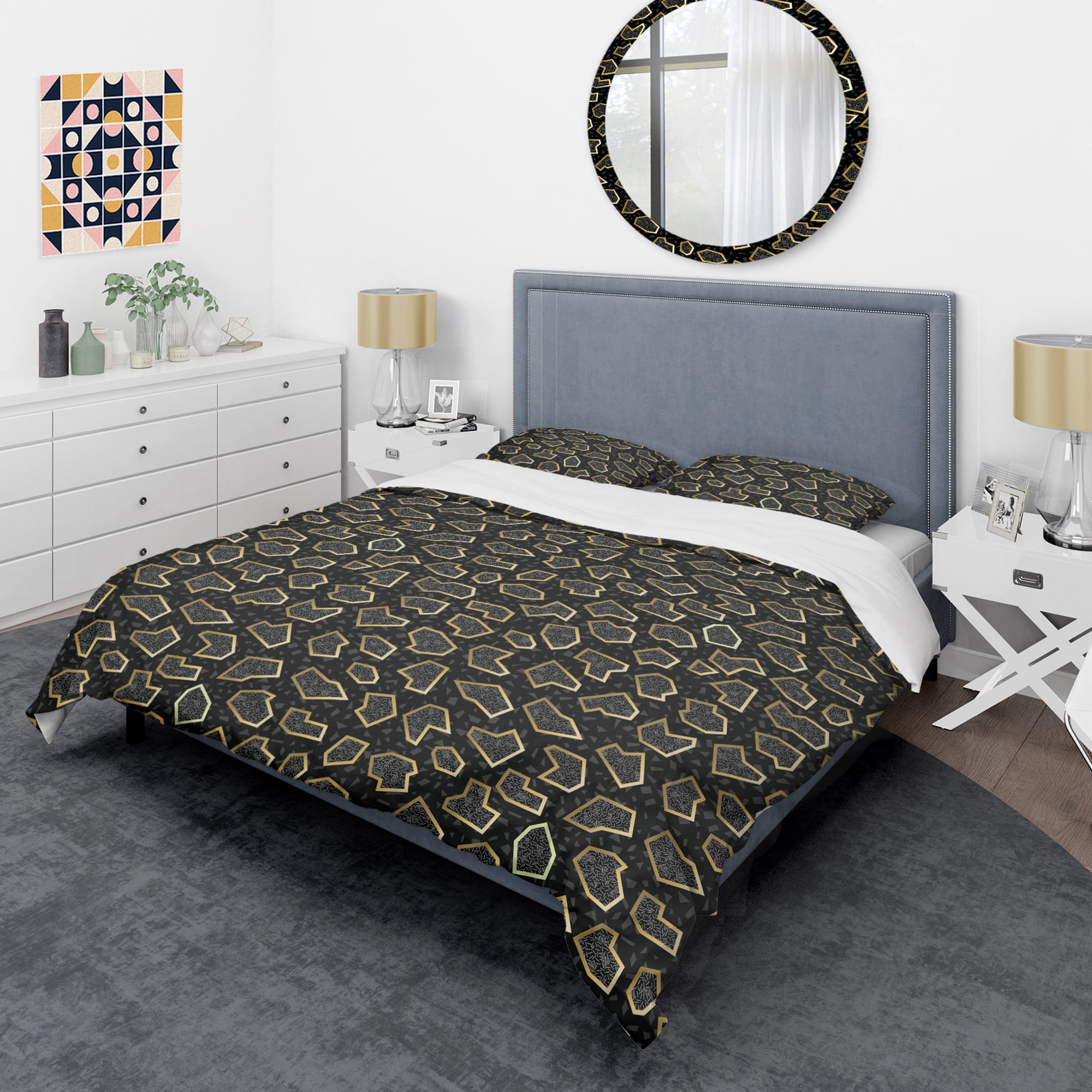 Designart 'Gold Retro 80s' Mid-Century Modern Duvet Cover Set