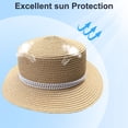 thumbnail image 4 of 56-58 cm hat circumference female pearl top hat flat top wide brimmed sun hat summer foldable outdoor sunscreen hatKhaki, 4 of 5