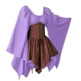 thumbnail image 4 of Dvkptbk Robes pour Femmes Décontractées Taille Haute Col Rond Robes Renaissance Médiévale Mode Manches Longues Midi Mollet Robes avec TG, 4 of 6