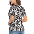 thumbnail image 3 of Honeii Lilies Flowers Print Women's Classic V-Neck T-Shirt,Womens Fashion Tops,Stylish Everyday Top for Women, Casual Summer Spring Outfits Clothes-Medium, 3 of 5