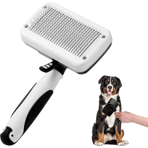 Cepillo para perros, autolimpiable, depilatorio para perros y gatos, cepillo para el cuidado de mascotas, depilación con un solo clic, apto para pelo corto y largo.