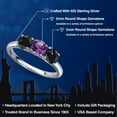 thumbnail image 2 of Gem Stone King 925 Sterling Silver Purple Amethyst and Black Sapphire Engagement Ring for Women | 1.86 Cttw | Round 5MM | Gemstone February Birthstone | Size 7, 2 of 6