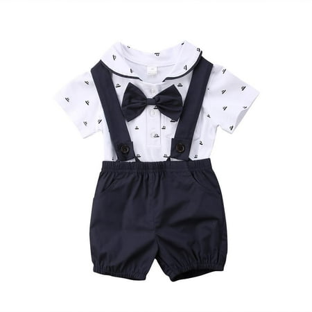 

suanret 2PCS Infant Baby Boy Romper Jumpsuit Bodysuit+Pants Shorts Outfit Set