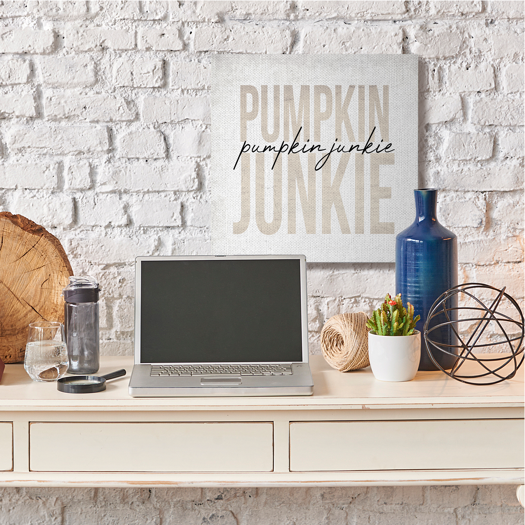 Stupell Industries Pumpkin Junkie Bold Text Charming Autumn Distress Food & Beverage Painting Gallery Wrapped Canvas Art Print Wall Art, 30 x 30