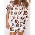 thumbnail image 4 of Conjunto de pijama navideño para mujer 2024, camisa de manga corta con botones y pantalones cortos con estampado de cascanueces, ropa de dormir de 2 piezas para estar en casa, 4 of 5