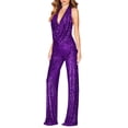 thumbnail image 7 of Ankishi Halter Jumpsuits for Women Deep V Cowl Neck Sequin Jumpsuits Sexy Shiny Overalls Pants for Daily Wear Dating Party, 7 of 7