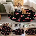 thumbnail image 6 of 8ft Round Rug, Cherry Rustic Non-Skid Rubber Backing Large Area Rugs - Living Room Bedroom Home Office, Spring Summer Tropic Fruit Black Indoor Floor Mat Carpets Washable Rug, 6 of 9