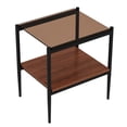 thumbnail image 6 of Gzxs End Tables Set of 2, Modern Glass Side Table with Open Shelf, 2-Tier Accent Rectangle Table with Black Metal Frame, for Living Room, Bedroom (Brown), 6 of 8