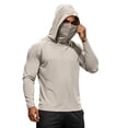 thumbnail image 2 of Hooded Sun Protection Shirts for Men Long Sleeve Solid Color Shirt with Face Mask Outdoor Fishing Hoodies, S, 2 of 8