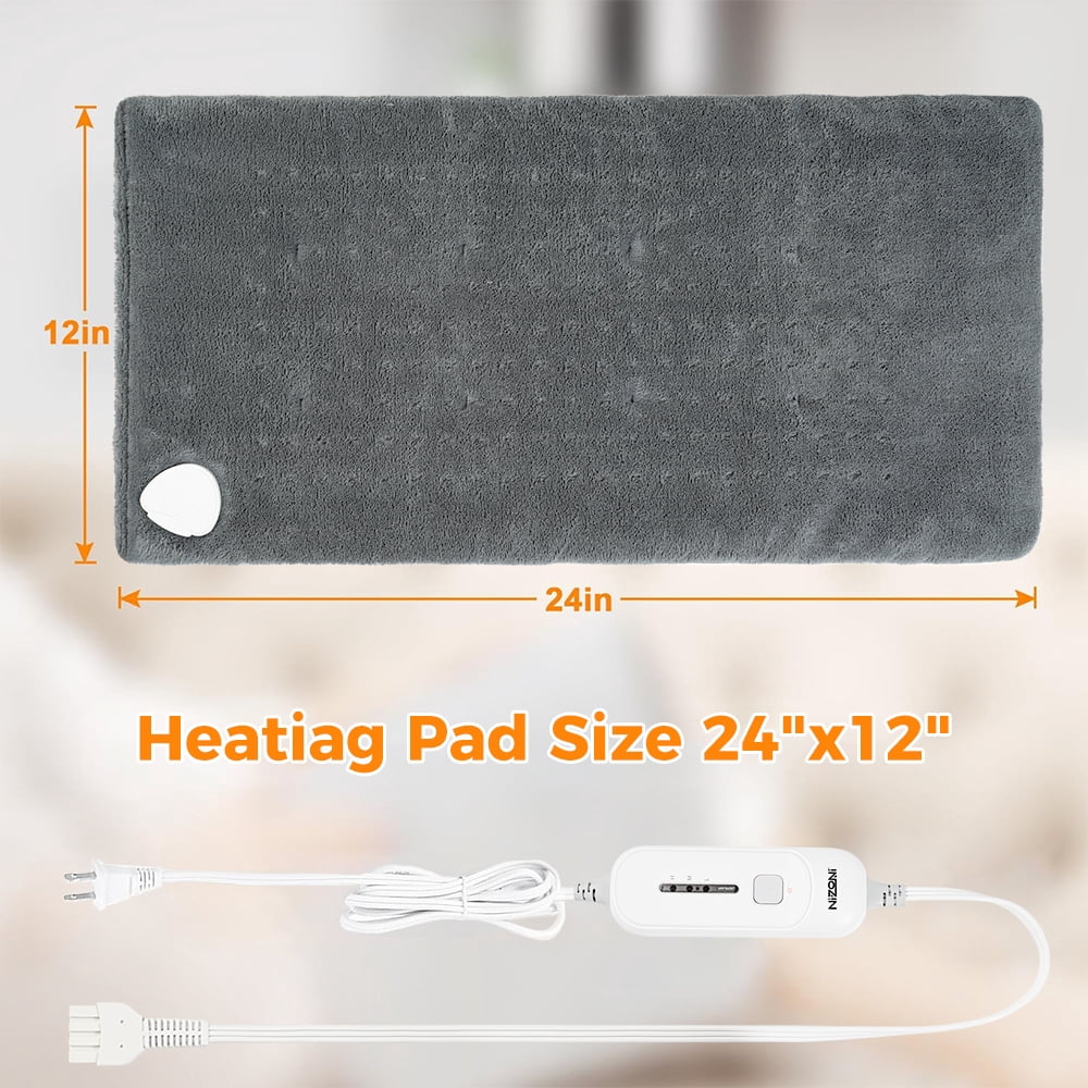 Cowin 12''x24'' Weighted Heating Pad for Back Shoulders, Fast-Heating, Soft Machine Wash Fabric with 3 Heat Settings, Auto Shut Off, Gray