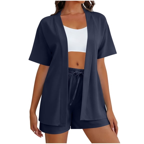 Enjoytime 2 Piece Sets for Women Short Sleeve Shirts and Shorts Beach Sets Resort Wear Summer Tropical Vacation Outfits
