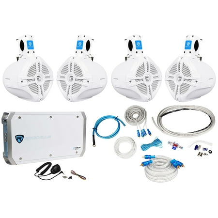4 Rockville Rwb65w 6 5 Marine Wakeboard Speakers4 Channel Amplifieramp Kit 4 Rockville Rwb65w 6 5 Marine Wakeboard Speakers4 Channel Amplifieramp Kit