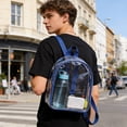 thumbnail image 5 of Heavy Duty Transparent PVC Clear Backpack, Large Capacity Bag, Stadium Approved for Concerts/Work, Sports Games and Security Checks, Suitable for Travel and Daily Outdoor Use, 12*10*4in, Blue, 5 of 6