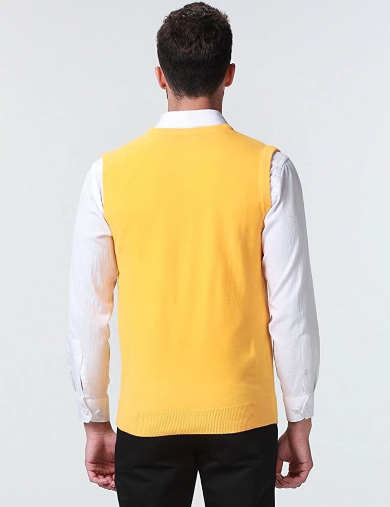 Mens Knitted Vest Pullover Regular Fit V Neck Sleeveless Sweater Vest for Men Yellow 4X Large Walmart