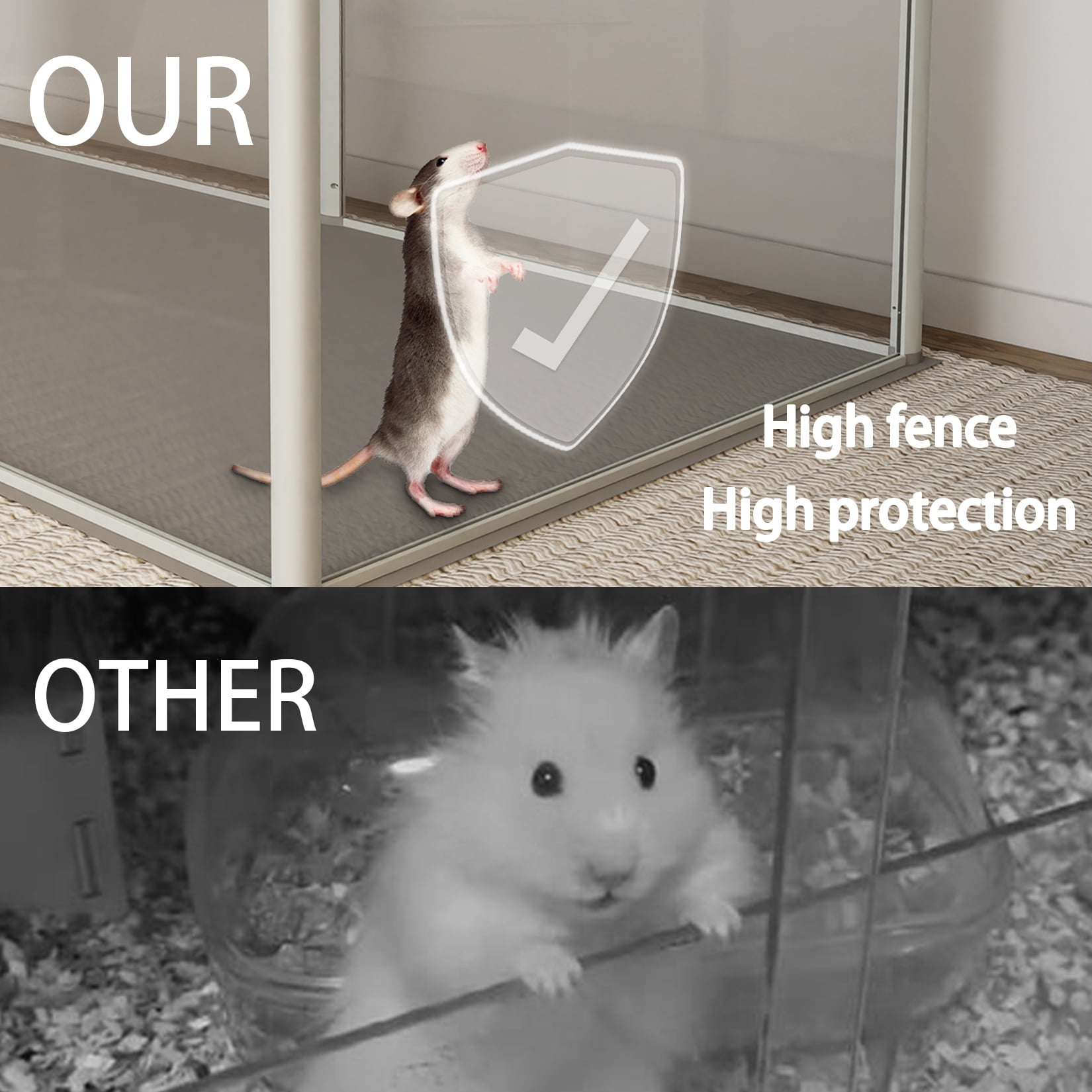 BingoPaw Clear Acrylic Playpen Guinea Pig Fence Play Pen Box with Waterproof Floor Pad for Rabbit, Hedgehogs, Hamsters, Small Animals