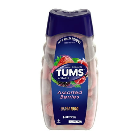 Tums Ultra Strength 1000 ,Antacid Chewable Tablets, Assorted Berries, 160-Count Bottle