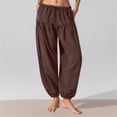 thumbnail image 2 of DHFJKG Womens Harem Pants Soft Cotton Casual Stretchy Drawstring Elastic Waist Ankle Length Loose Fit Tapered Pants Summer Bohomian Stylish Trousers, 2 of 4