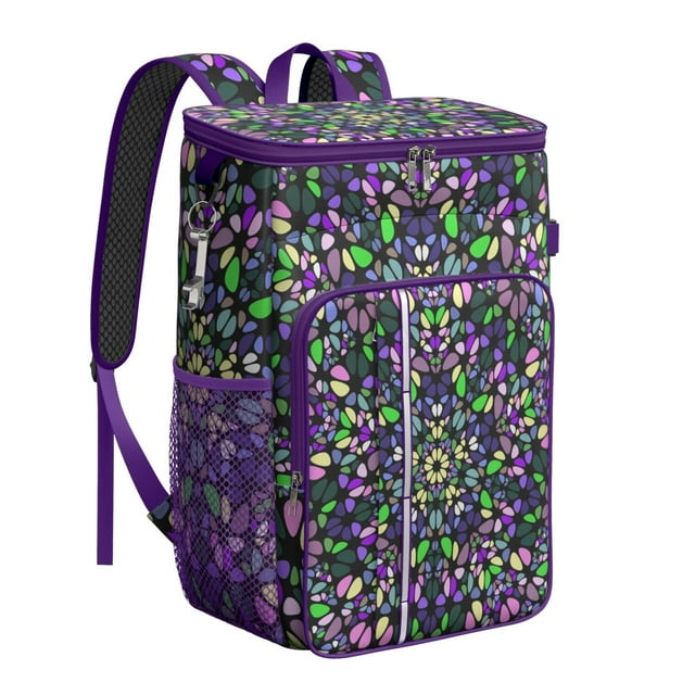 Psychedelic Trippy Style Cooler Backpack - 20L Leakproof Insulated Backpack with Abstract Geometric Pattern for Beach & Outdoor