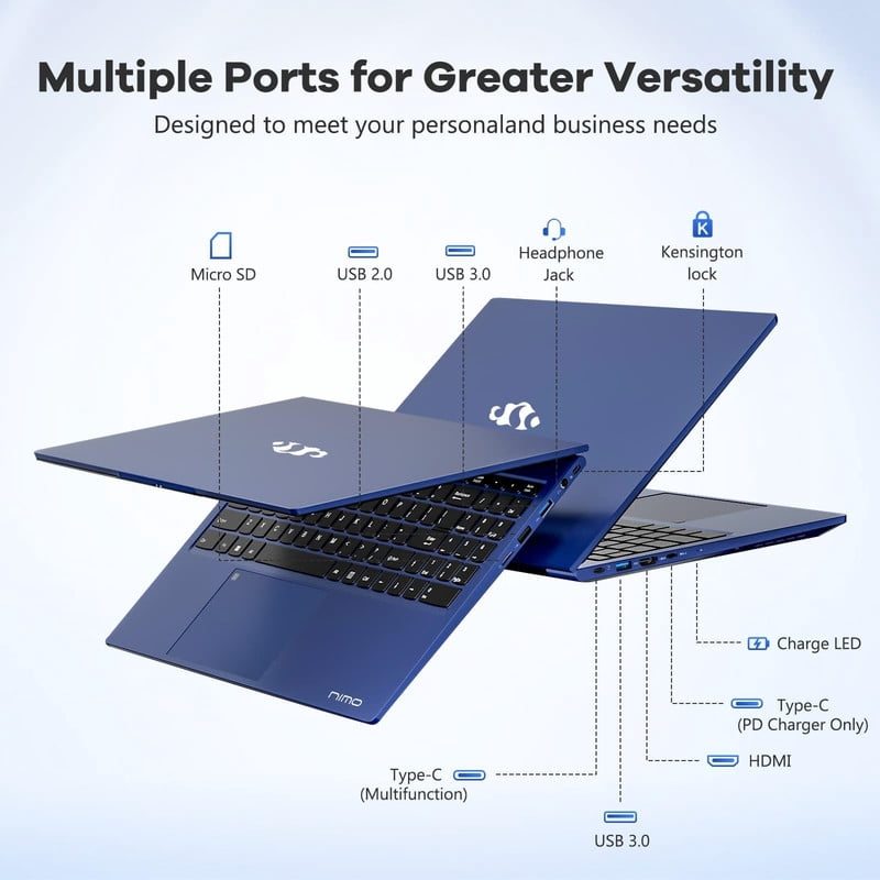 15.6" FHD-IPS-Business Laptop, 32GB RAM 1TB SSD, 8 Cores Intel Core i5-12450H(Beat i7-11800H, Up to 4.4 GHz) Computer with 100W Type-C Fingerprint Backlit Keyboard WiFi-6 Numpad Win 11 Blue