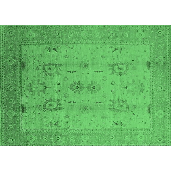 Ahgly Company Indoor Rectangle Oriental Emerald Green Industrial Area Rugs, 5' x 7'