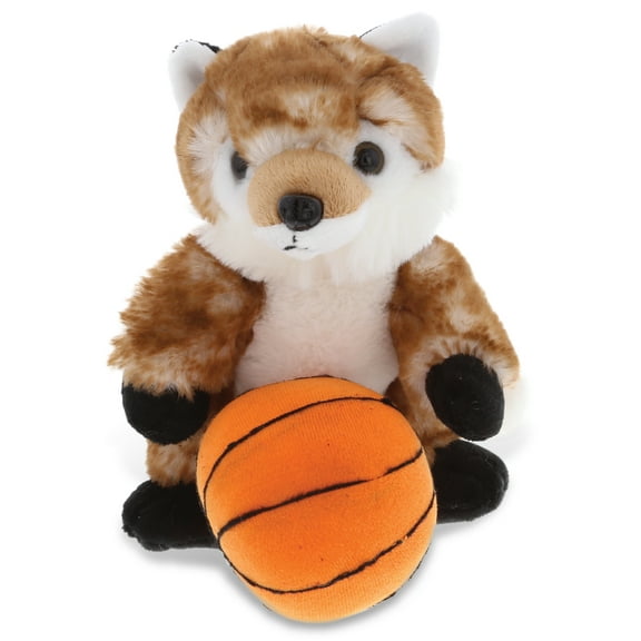 DolliBu Fox Stuffed Animal with Basketball Plush - Soft Plush Huggable Fox, Adorable Playtime Fox Plush Toy, Cute Wildlife Gift, Basketball Plush Doll Animal Toy for Kids, Adults - 9.5 Inch