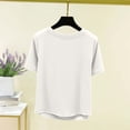 thumbnail image 6 of Women's Summer Short Sleeve Round Neck Tops Shirts Blouses Solid Color Soft Comfy Casual Daily Wear Vacation Loungewear Fashion Essential Gift for Ladies | Aestivo,White L, 6 of 9