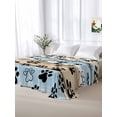 thumbnail image 5 of Blue Dog Paw Print California King Size Flat Sheet, Wrinkleproof & Fadeproof Cooling Flat Bed Sheet Only, Vintage Farmhouse Rustic Wooden Grain Breathable Soft Bedding Top Sheets 108 x 98 Inches, 5 of 8