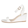 thumbnail image 4 of YDN Women Lovely Round Open Toe Buckle Strap Sandals Wavy Edge Wedge Mid Heels Pumps Bridal Party Summer Shoes Size 7 White, 4 of 4