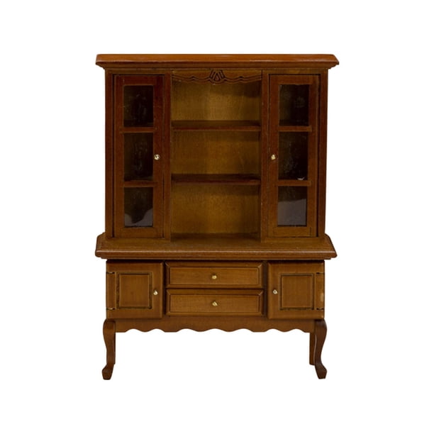 Estantería de madera para muebles de casa de muñecas a escala 1:12, decoración para sala de estar y maquetas pequeñas. Nuez