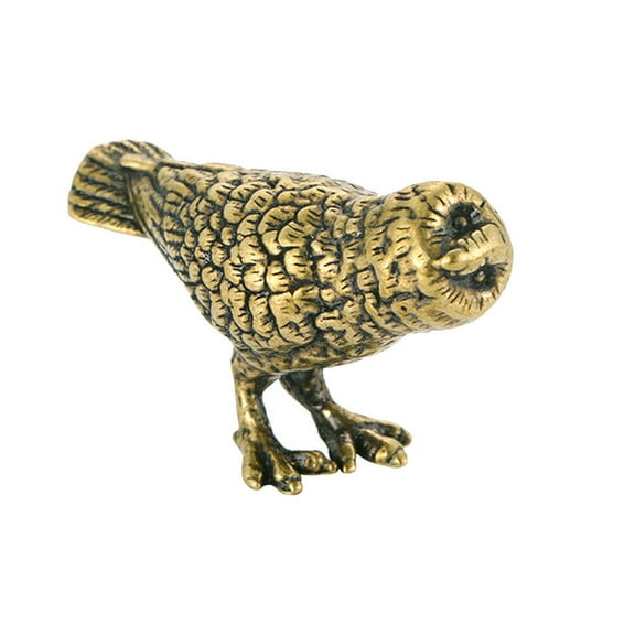 Solid Brass Owl Figurine Small Office Table Decoration Animal Figurines Toys