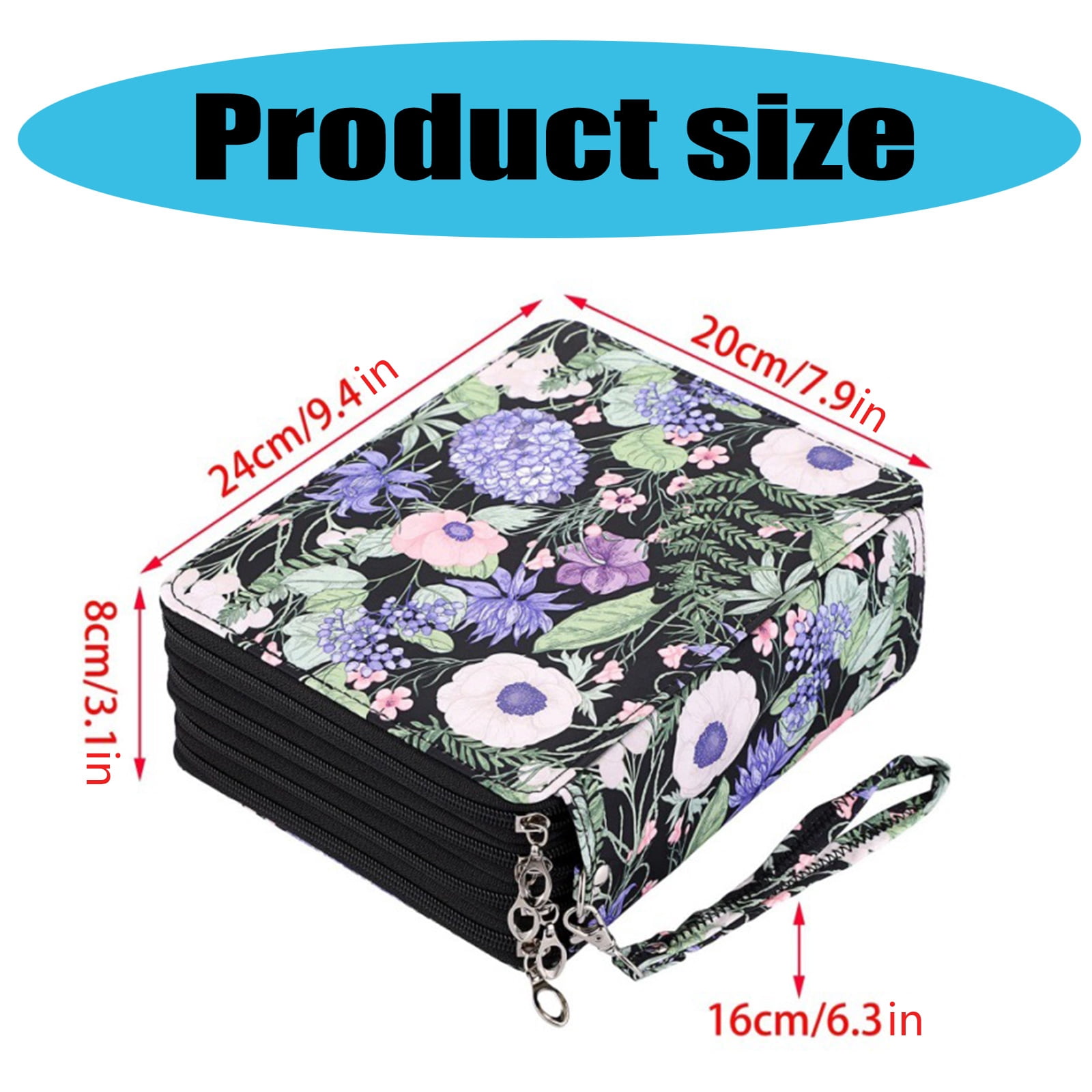 168 Slots High Capacity Pen Case Portable Multifunctional Zippered Pencil Case Colored Pencil Bag With Portable Handle