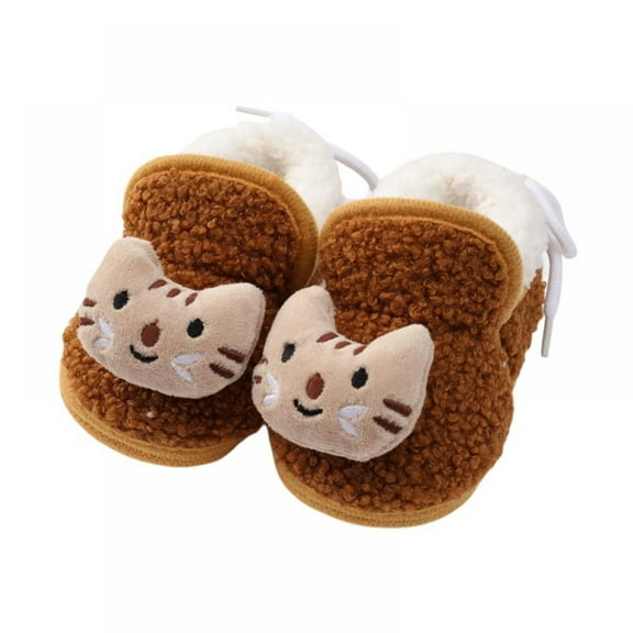 Monfince Infant Girls Boy Soft Shoes Cute Cartoon Soles Cozy Fleece Footwear for Newborns Baby Shoes