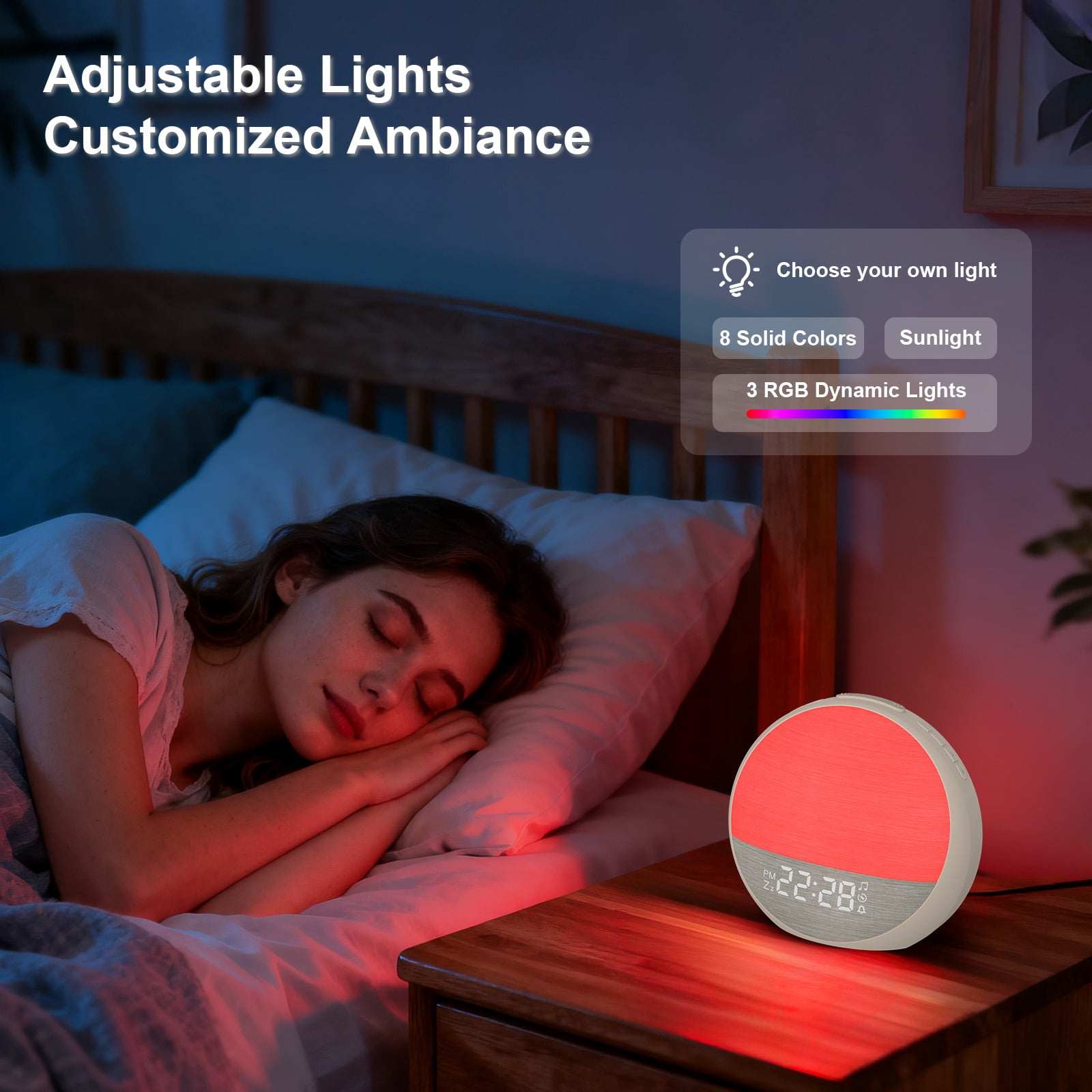 Sunrise Alarm Clock for Sleep Sound Machine for Adult with Night Light for Bedrooms