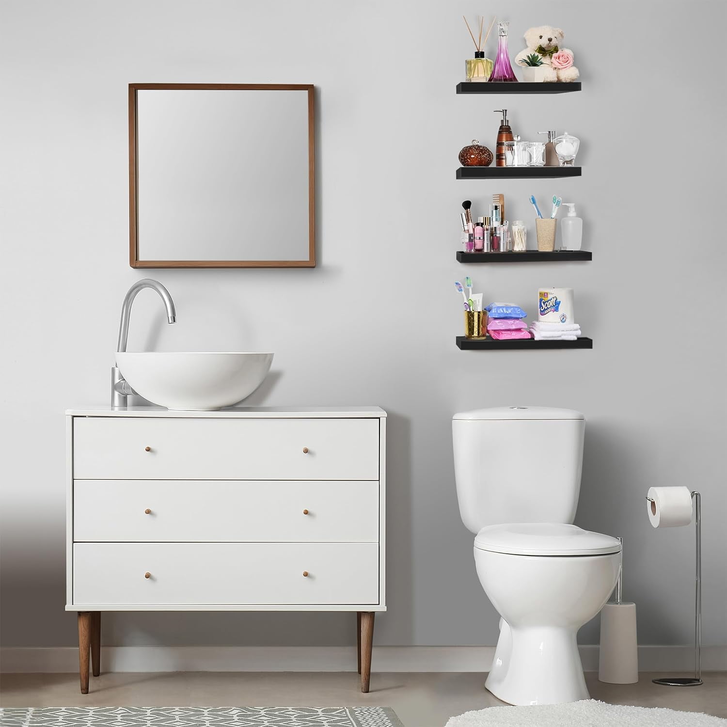 Sorbus Floating Shelves, Wall Shelves for Bedroom, Kitchen, Living Room, Bathroom Shelves Over The Toilet (4-Pack)