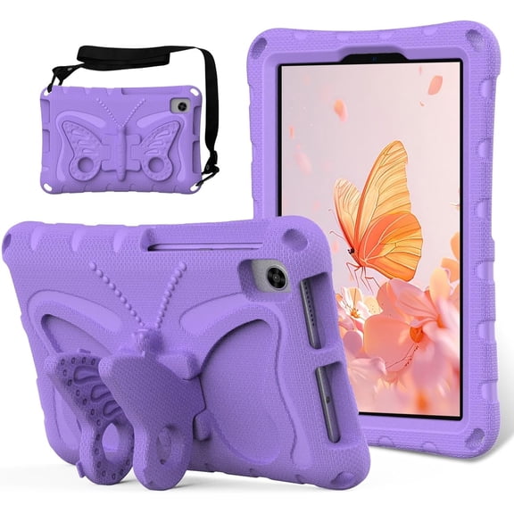 HCTian Case Compatible with TCL Tab 8 LE (Model 9137W) /Tab 8 WiFi (Model 9132X) 2023 Release Lightweight Shockproof Case EVA Foam Cover with Shoulder Strap & Butterfly Stand Kids Cover