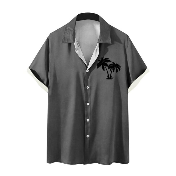 Camisas de Manga Larga para Hombres Blusa Cómoda de Cuello de Impresión, Camisa Casual de Poliéster para Uso Diario, de Fiesta Y de Primavera de Verano