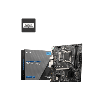 MSI PRO H610M-G LGA 1700 Intel H610 SATA 6Gb/s Micro ATX Motherboard 2x DDR5 PCI-E x16 slot M.2 Intel I219V1Gbps LAN EZ Debug LED