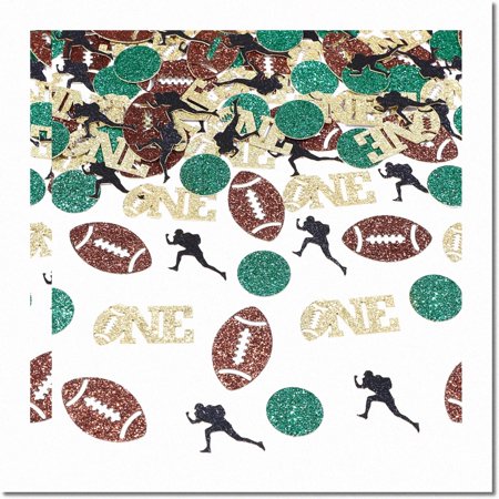 Touchdown Tots 1st Birthday Football Party Kit - 200pcs Confetti, Glitter Paper Table Scatter, Superbowl Decorations for Boys