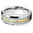 thumbnail image 2 of Silly Kings Jewelry Tungsten Wedding Band Tungsten Carbide Ring 7mm Yellow Gold Tungsten Gray Ring Men and Women Comfort, 2 of 4