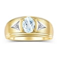 thumbnail image 1 of RYLOS Men's Rings 14K Yellow Gold Classic 8X6MM Oval Gemstone &  Diamond Ring Aquamarine March Birthstone Rings For Man Gold Rings Size 11, 1 of 7