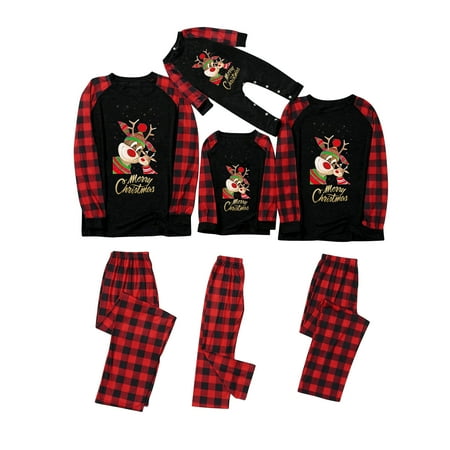 

Matching Christmas Clothes for Family Cute Cartoon Print Long Sleeve Pullover+ Long Pants Matching Holiday Christmas Set