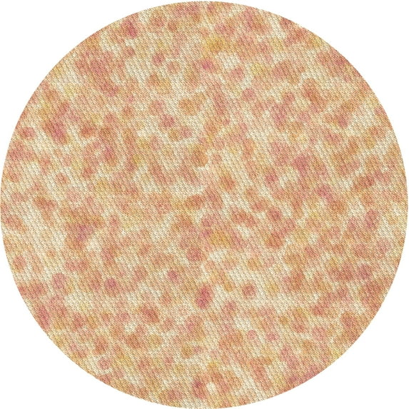 Ahgly Company Indoor Round Patterned Construction Cone Orange Area Rugs, 7' Round