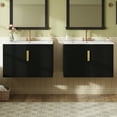thumbnail image 3 of Harper & Bright Designs 60'' Wall Bathroom Vanity Set with Sink, Modern Bathroom Cabinet Freestanding with Shelf, Wood Bathroom Storage Cabinet with Soft Closing Doors, Black, 3 of 17