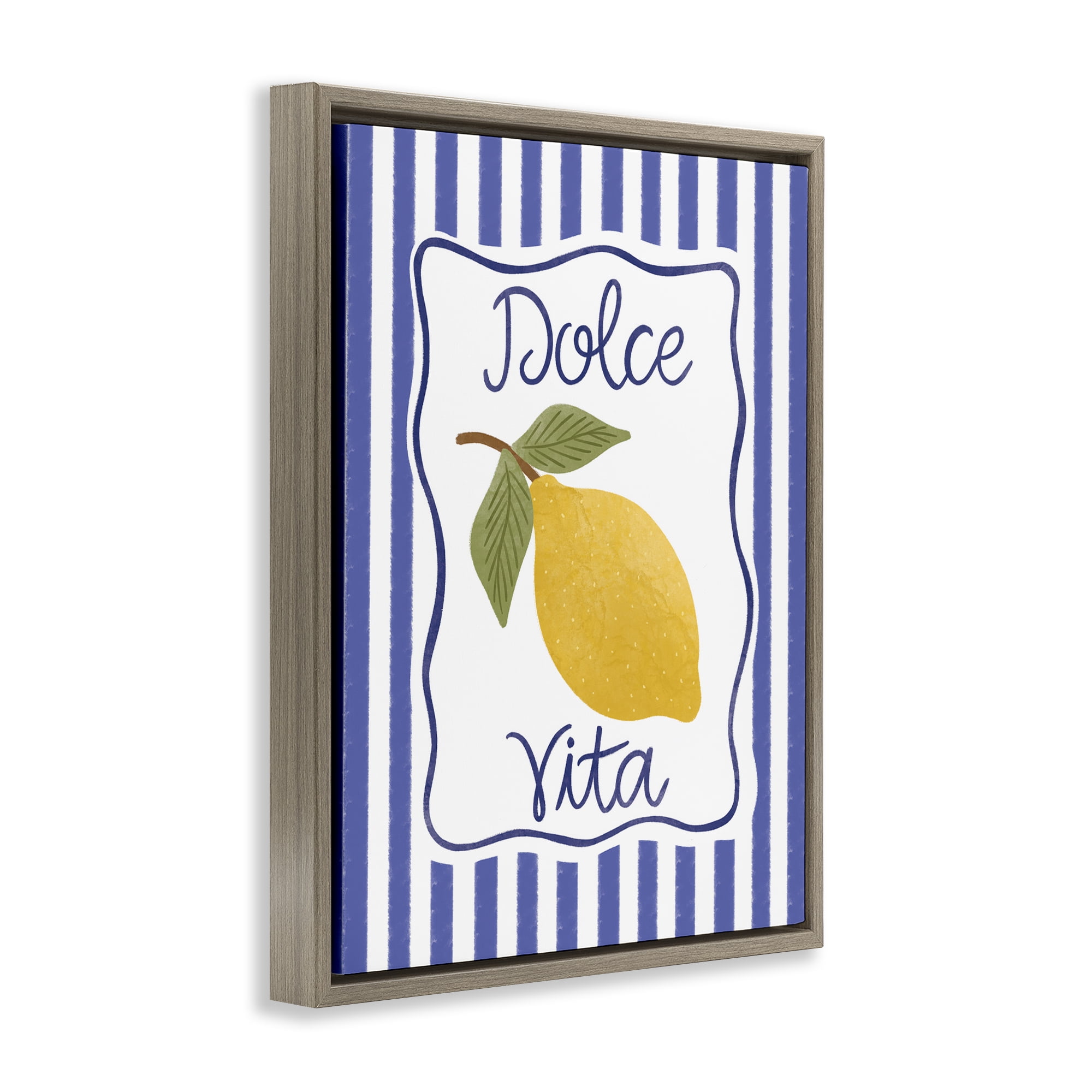 Stupell Industries Dolce Vita with Lemon Food & Beverage Painting Brown Floater Framed Canvas Art Print Wall Art, 17 x 21