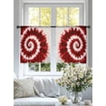 thumbnail image 4 of Sheer Curtains 54 inches Long 2 Panels Set Red Tie-dye Chinese Style Abstract Ethnic Spiral Watercolor Tiers Sheers Rod Pocket Small Window Short Curtains for Kitchen Cafe, Each 52" W x 54" L, 4 of 7
